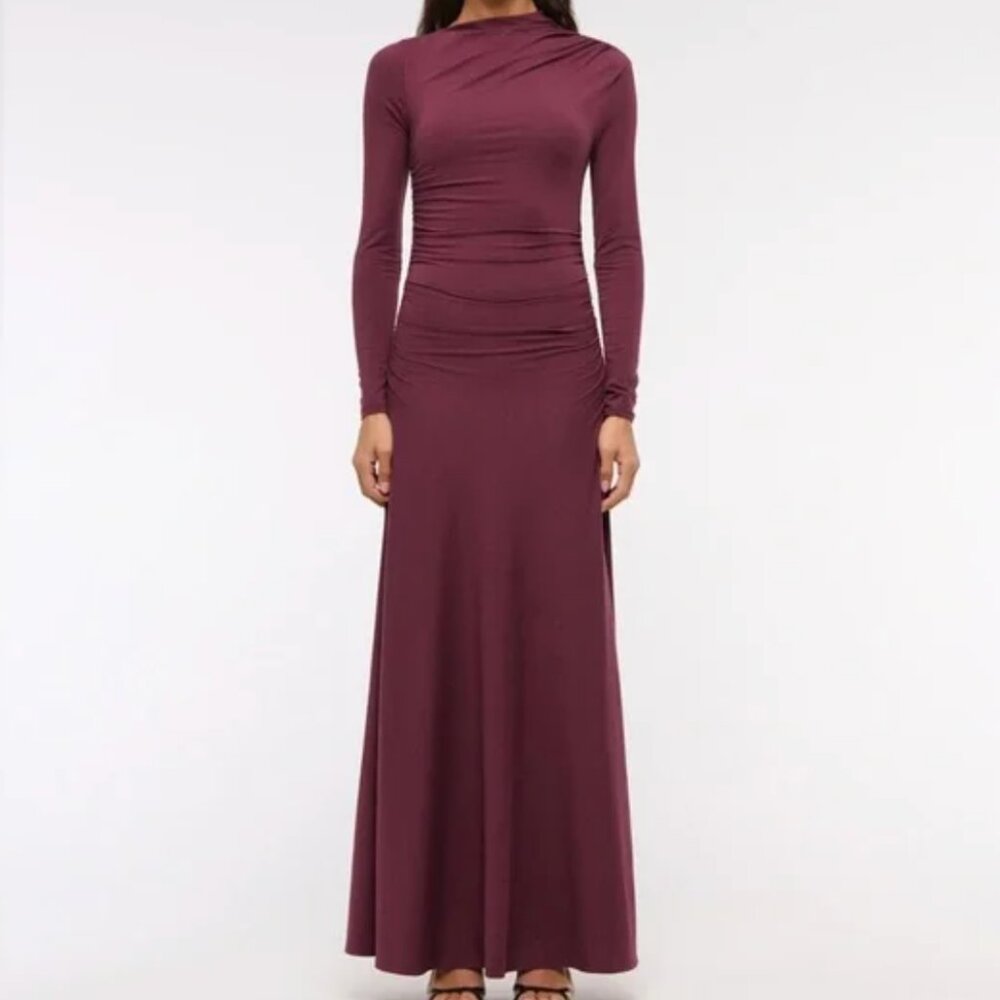 NWT Abercrombie & Fitch Long-Sleeve Draped Knit Maxi Dress